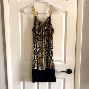 Animal print with gold chain tank size Medium